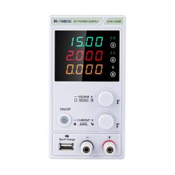 eTM-152MF, 0-15V 0-2A Switching Regulated DC Bench Power Supply Mini with 4-Dight LED Display, Quick Charge USB Port, Output Switch