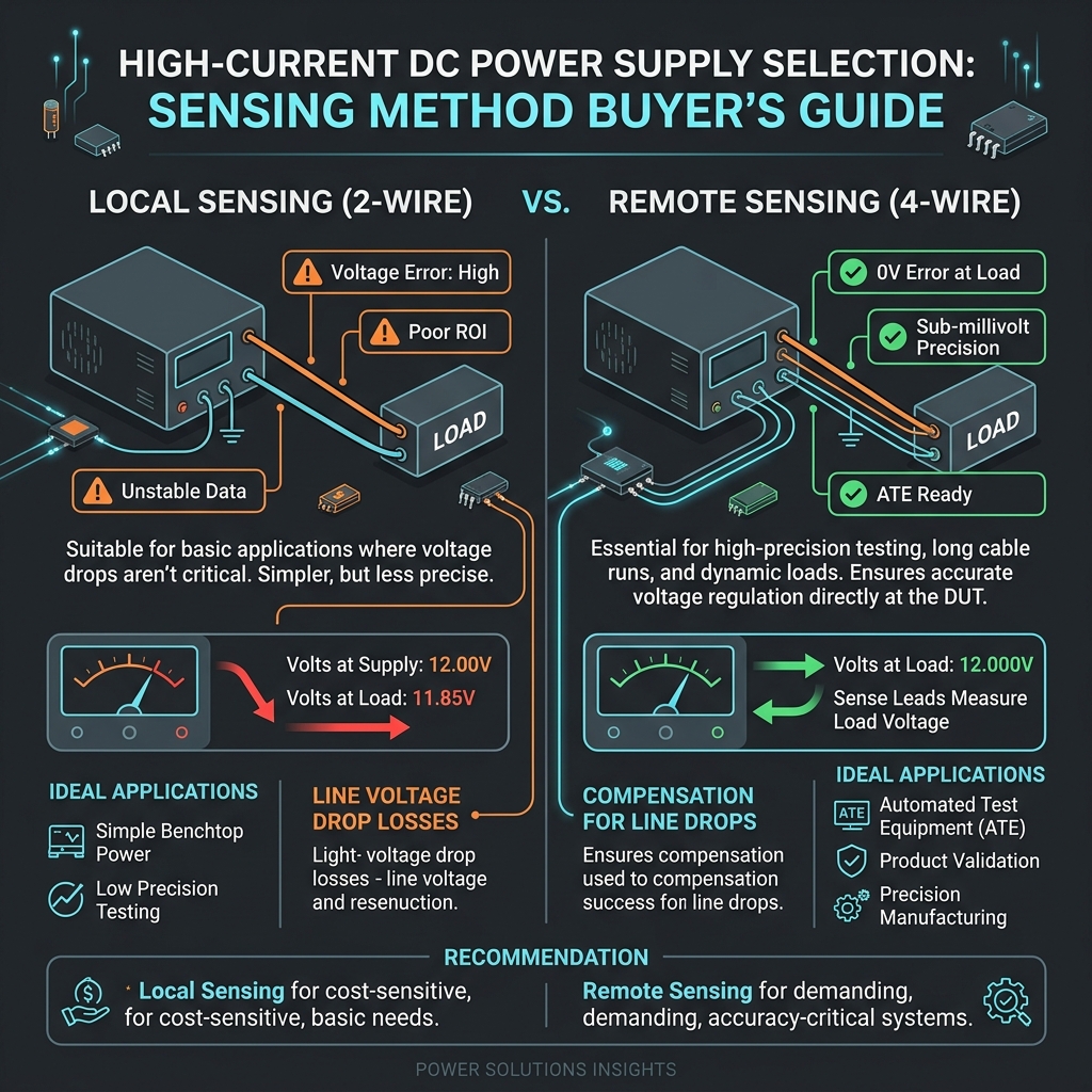 High-Current DC Power Supply Guide: Remote Sense vs Local Sense